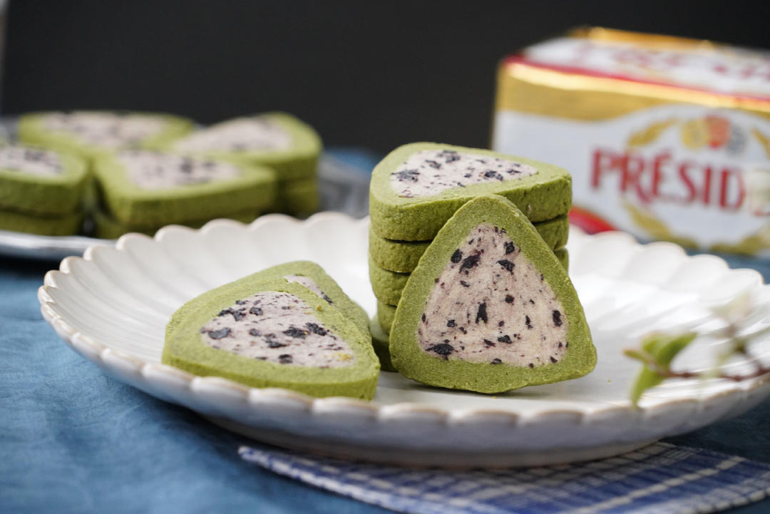 免模具超简单❗️抹茶蔓越莓曲奇｜抹茶三角酥