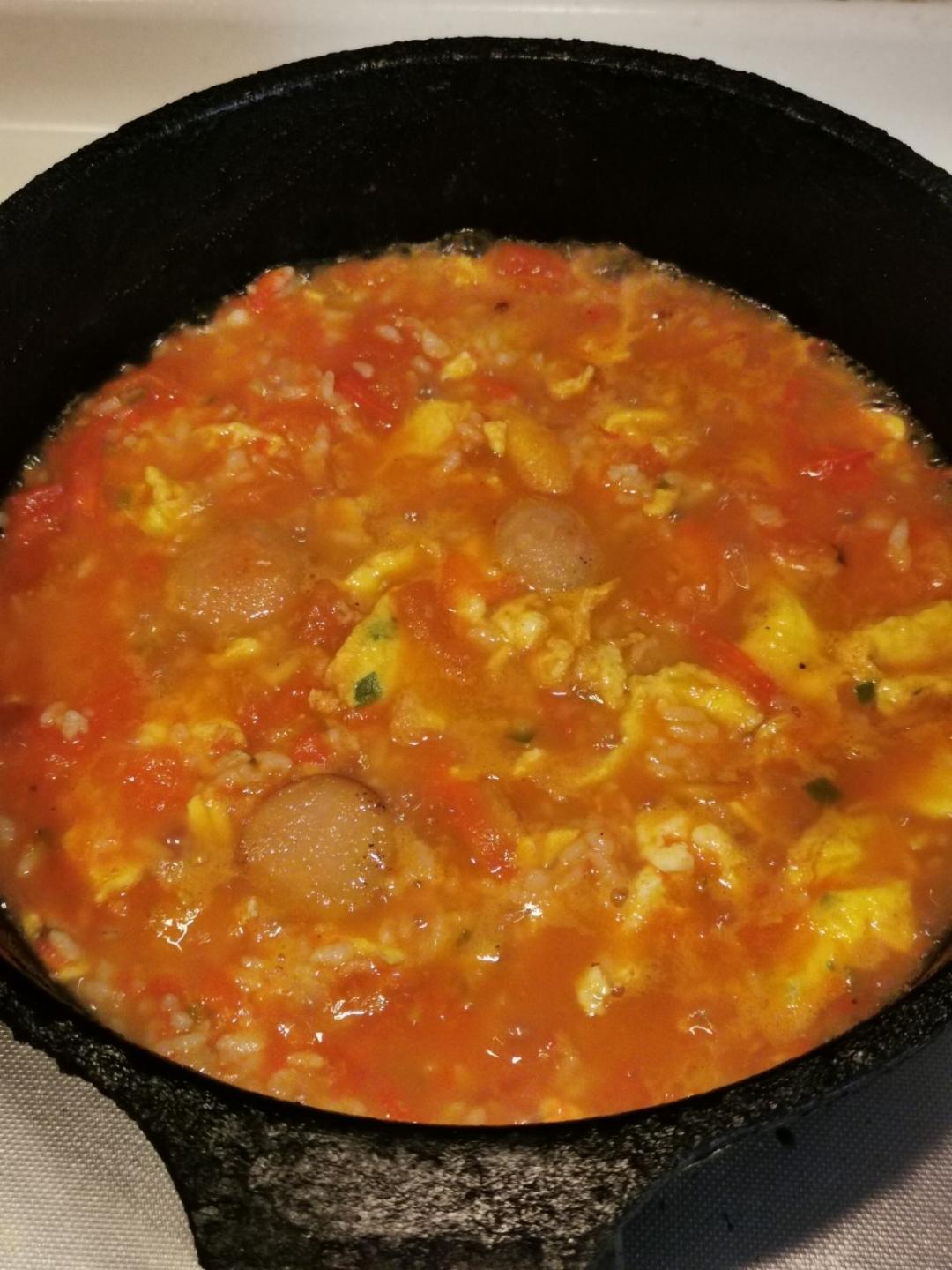 🔥一人食|剩米饭这样做超级香（红柿泡饭）