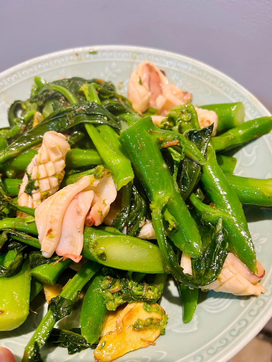 小白菜炒土鱿