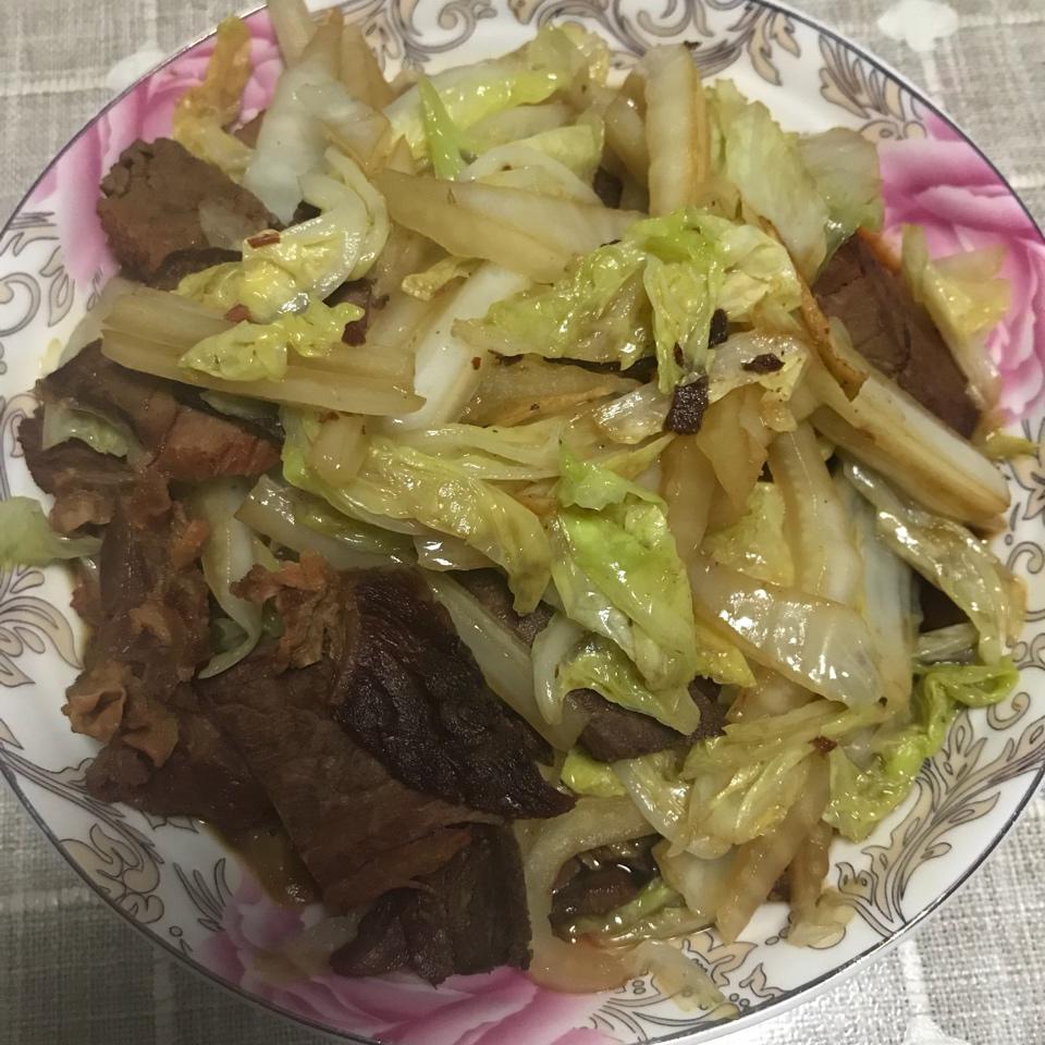 熟牛肉炒大白菜