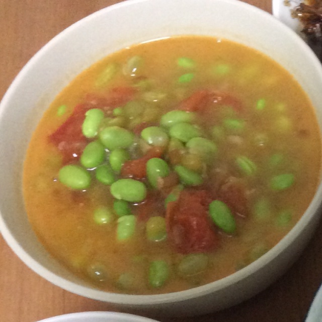 肉末番茄烧毛豆