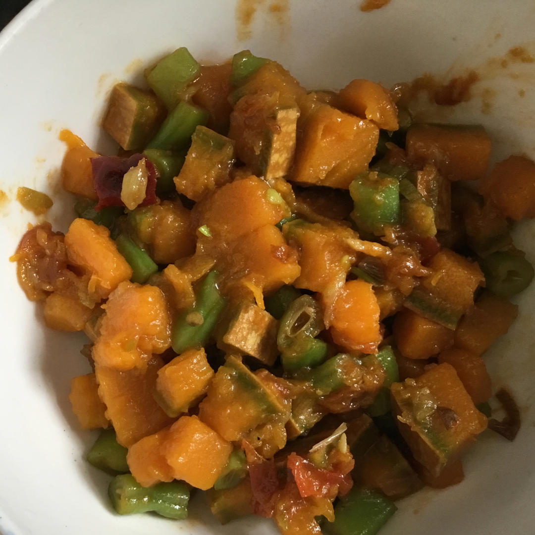 南瓜炒豆角