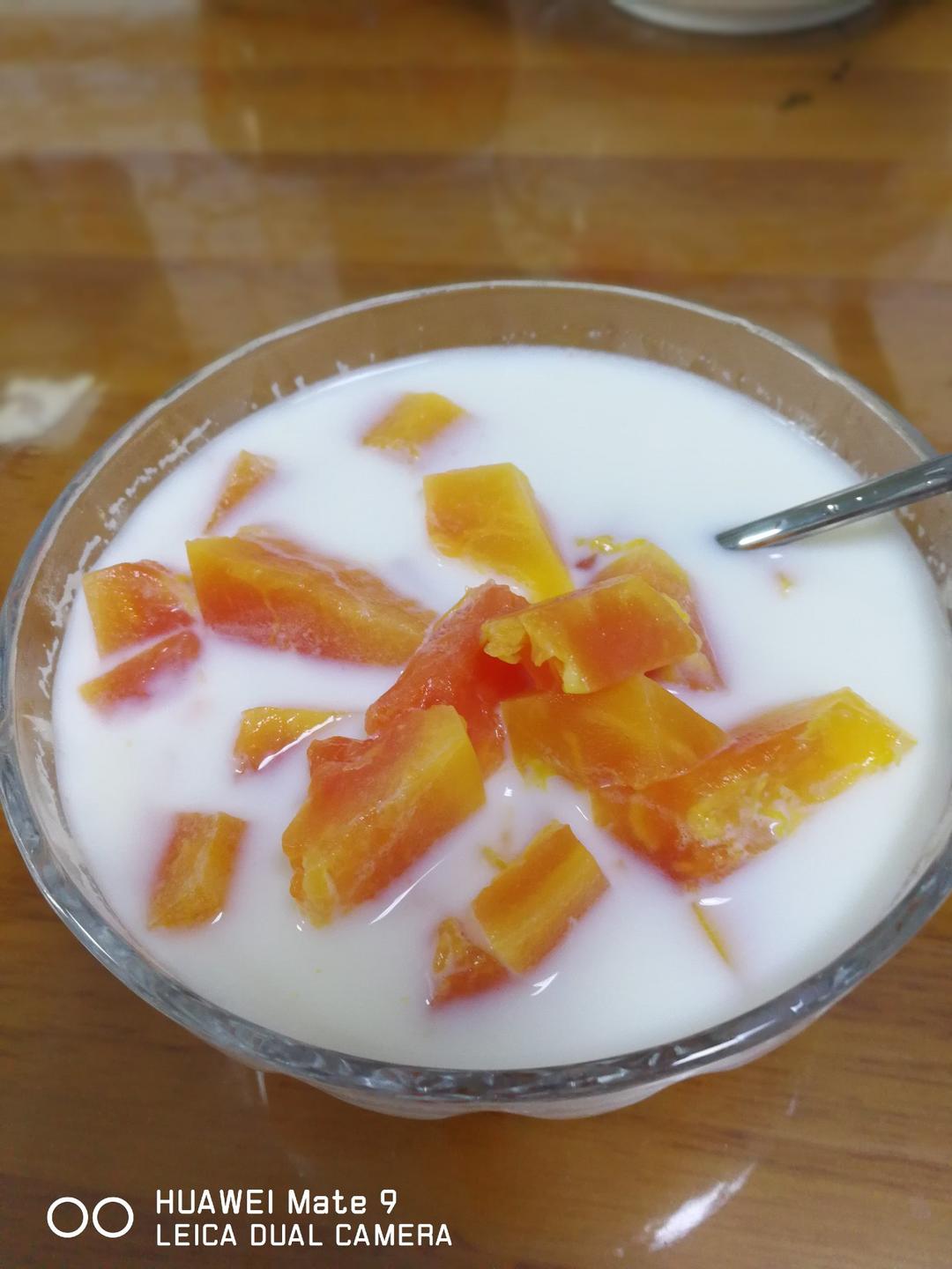 鲜奶炖木瓜