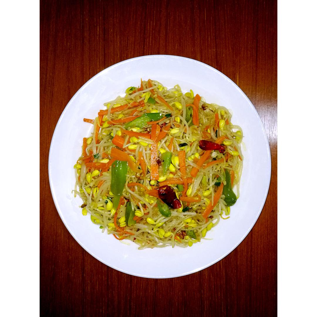 豆芽炒粉丝
