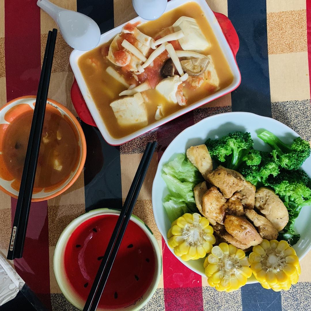 鲜虾菌菇豆腐锅-高蛋白减脂增肌