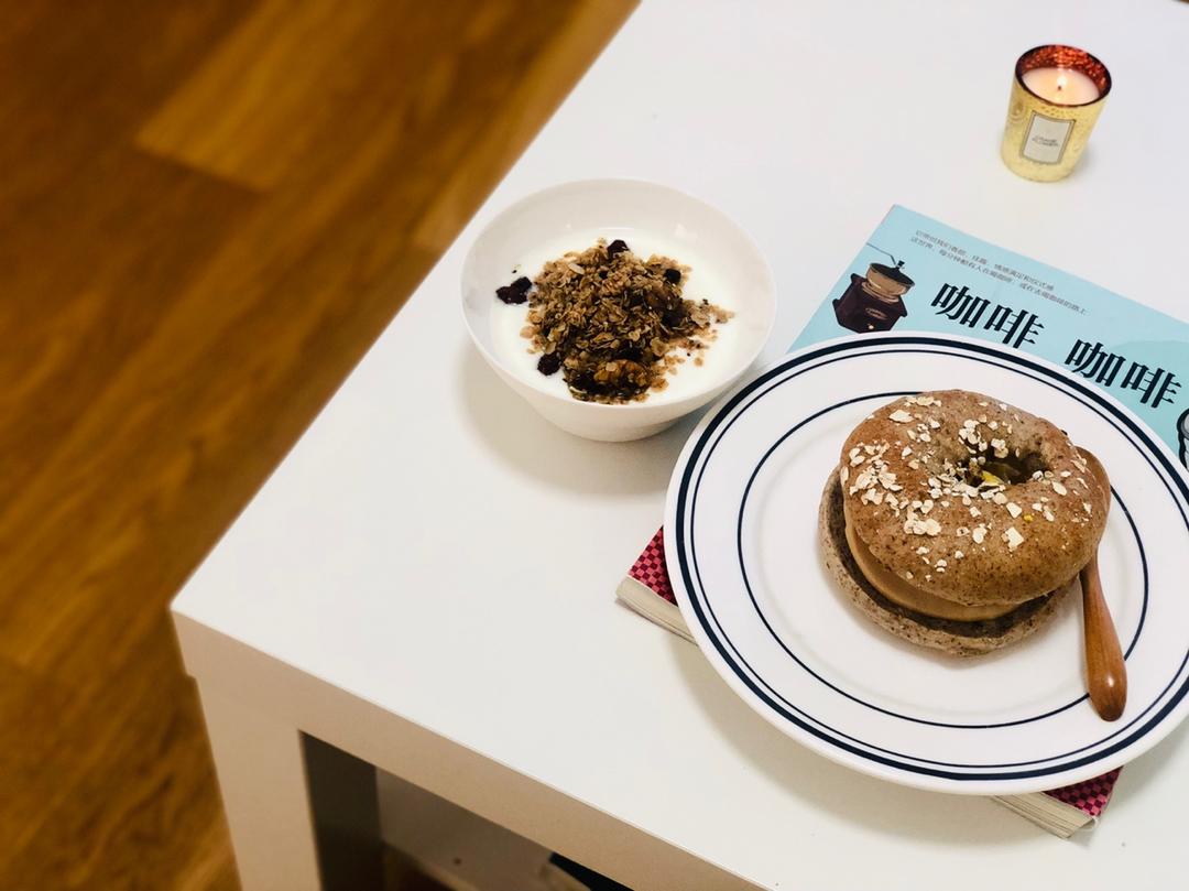 （无油）全麦黑麦贝果bagel~咬劲十足，越嚼越香