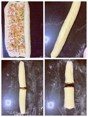 培根香葱肉松面包卷的做法 步骤8