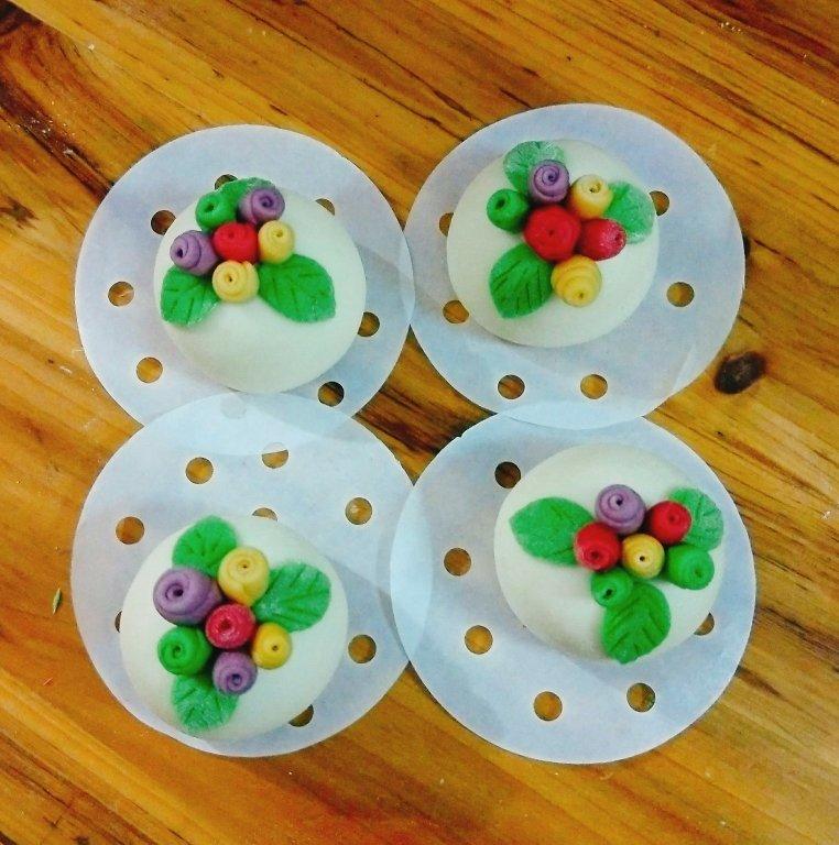 玫瑰花丛馒头，意境馒头系列之一