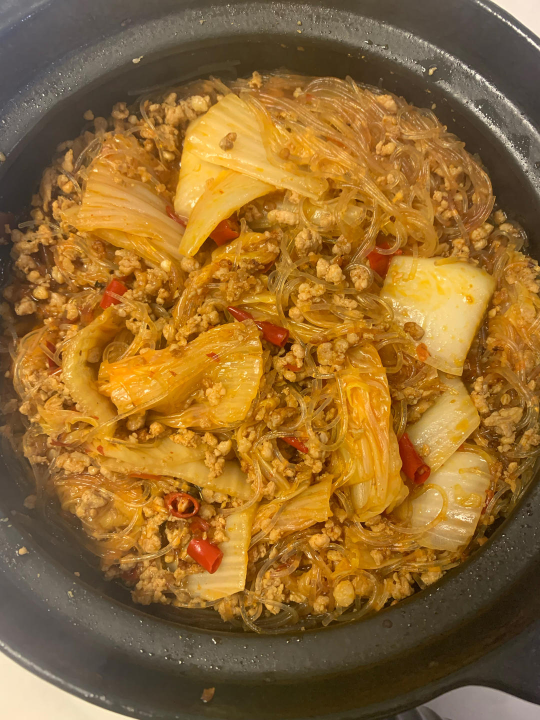 老公求我做的白菜肉沫粉丝，咸鲜可口，超级下饭