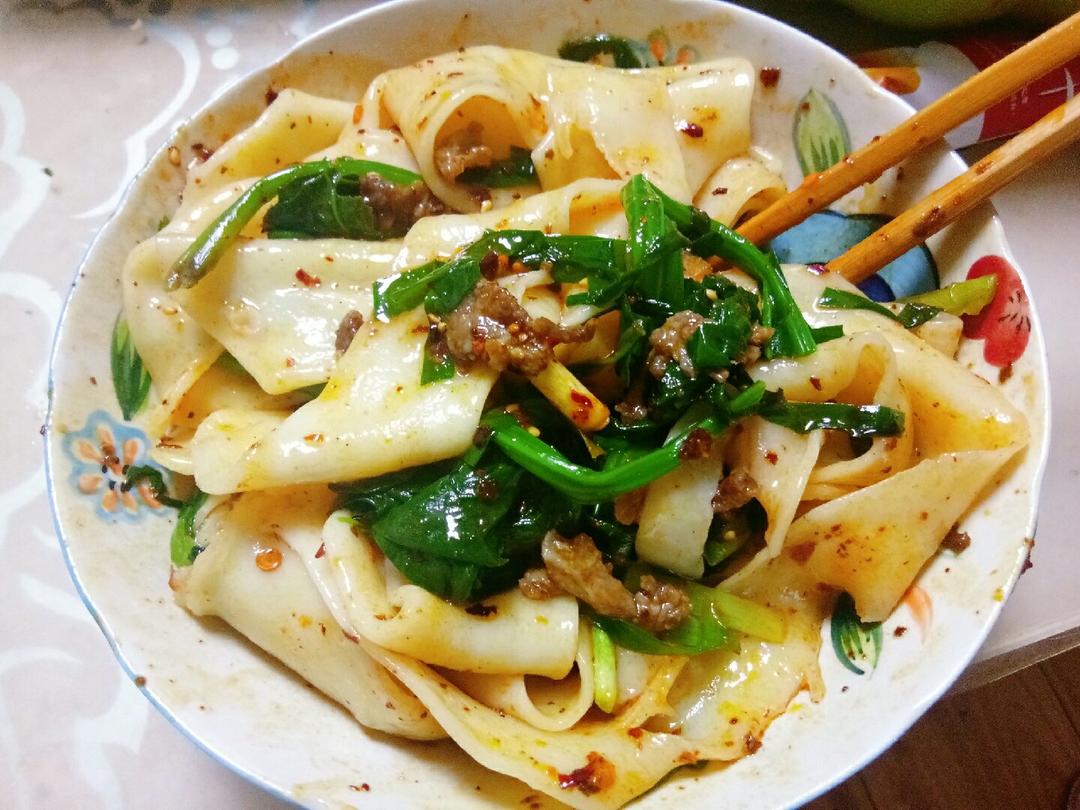 韭菜肉丝拌面（扯面版）