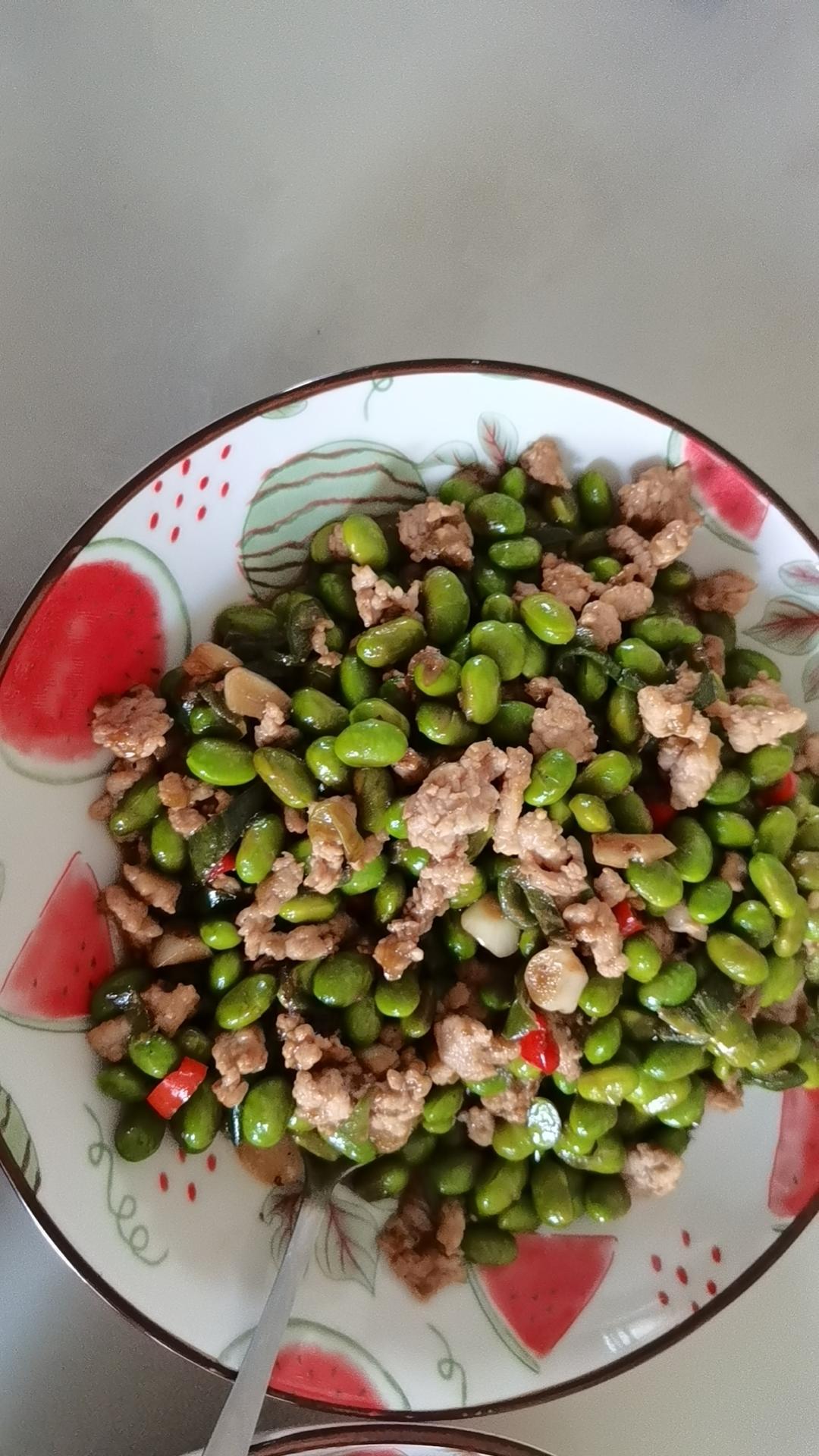 毛豆米炒肉沫