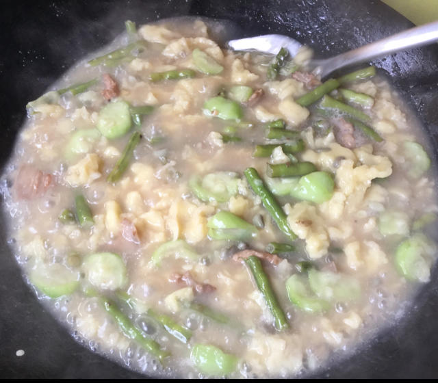 无垠地平线做的疙瘩面(临海麦虾)