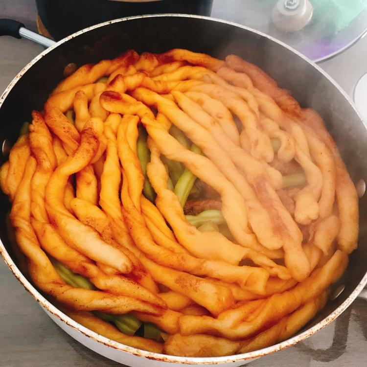 排骨炖豆角粘卷子