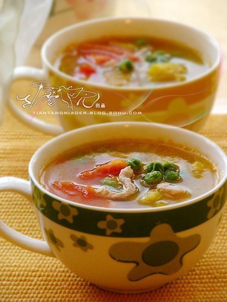 南瓜豌豆蕃茄汤的做法