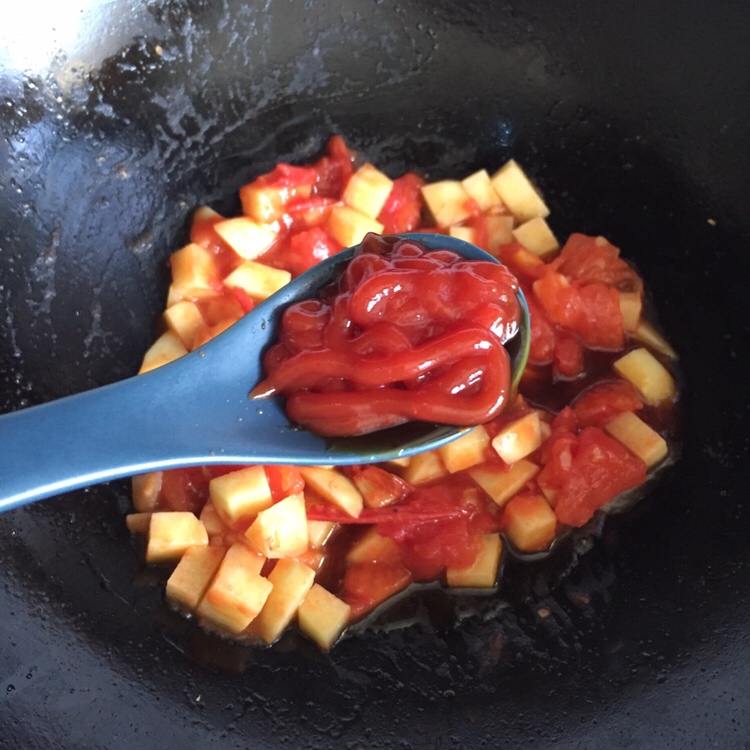 超香番茄土豆烩饭，家里有剩米饭的可以做哦！的做法 步骤5