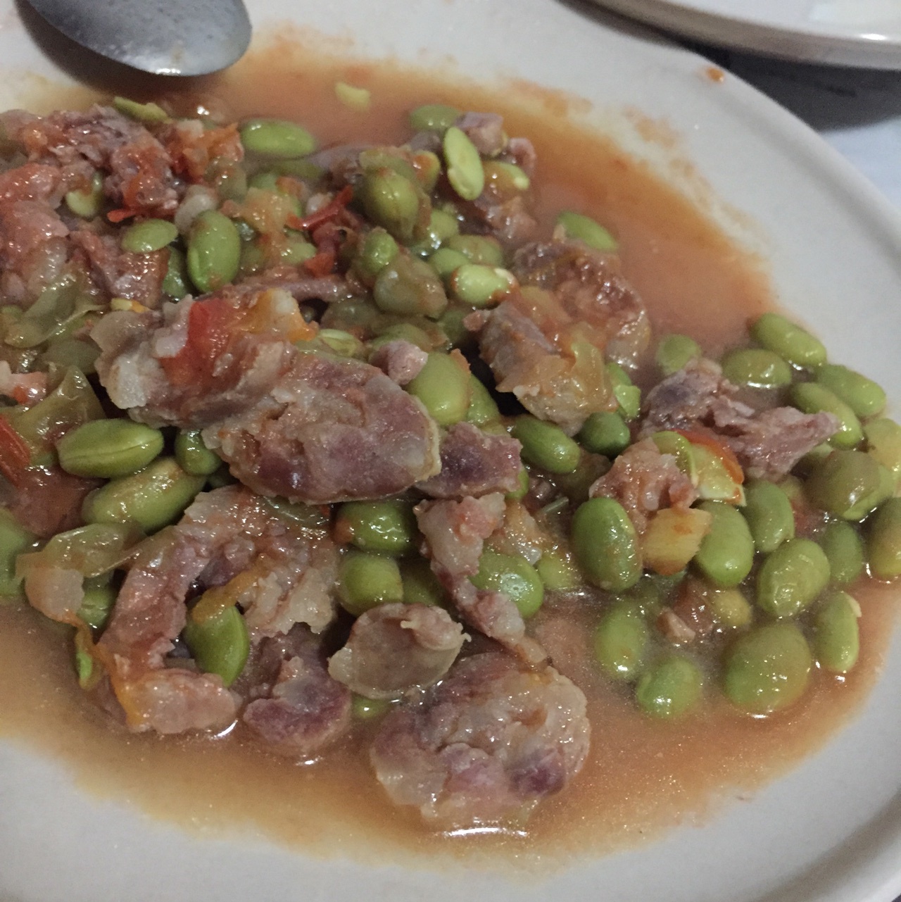 肉末番茄烧毛豆