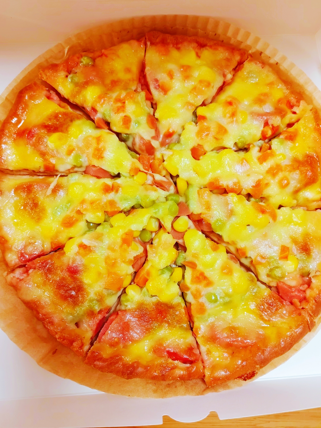 10寸玉米红萝卜芝士火腿披萨（熟胚）