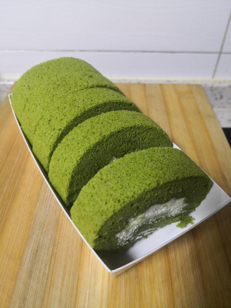 🌈卷不裂的～抹茶蜜豆蛋糕卷