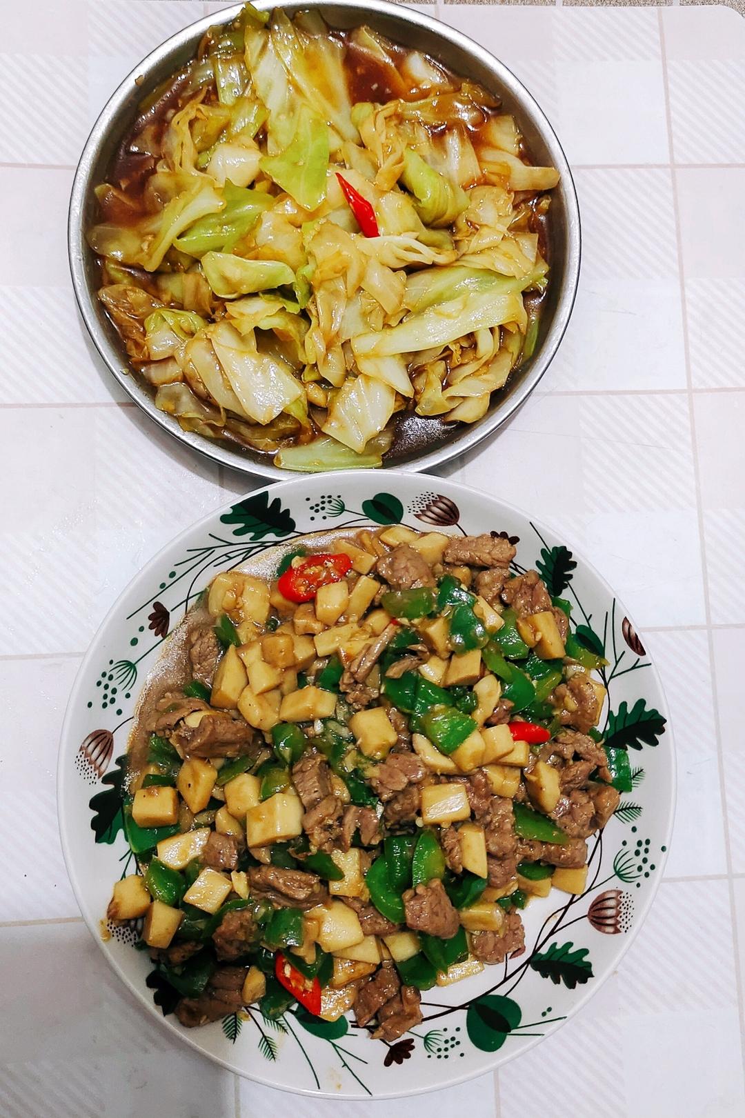 家常菜~杏鲍菇烧牛肉粒