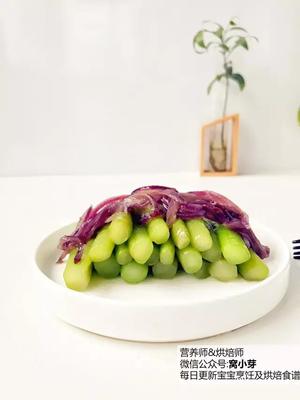 宝宝辅食：10分钟美味冬令佳肴，清炒红菜苔 12M+的做法 步骤7