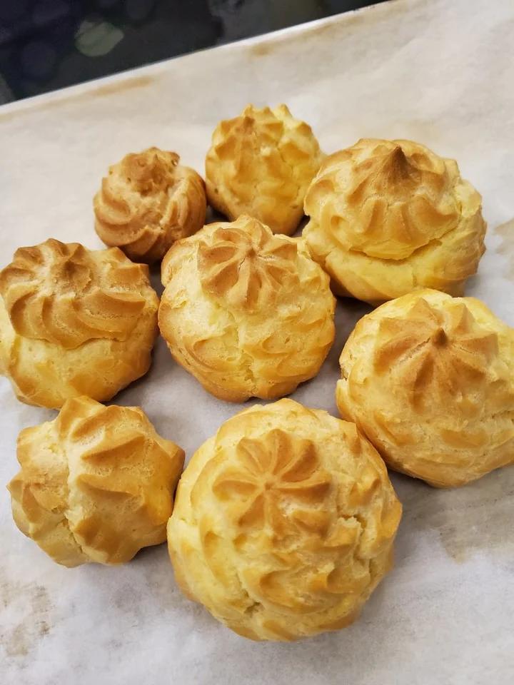 巨好吃❗️无淡奶油酥皮泡芙❗️紫薯抹茶可可泡芙