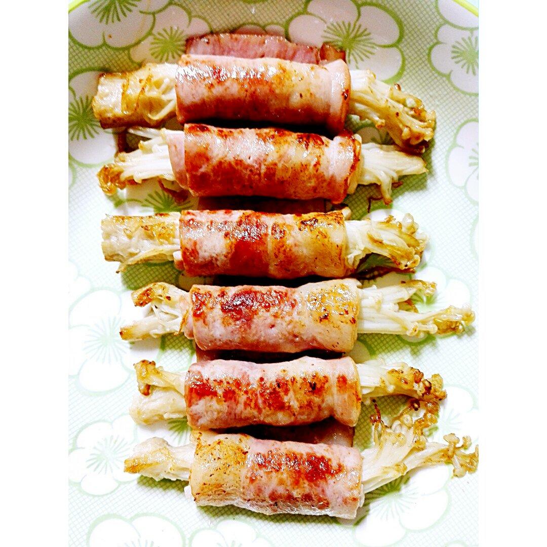 香煎培根金针菇卷