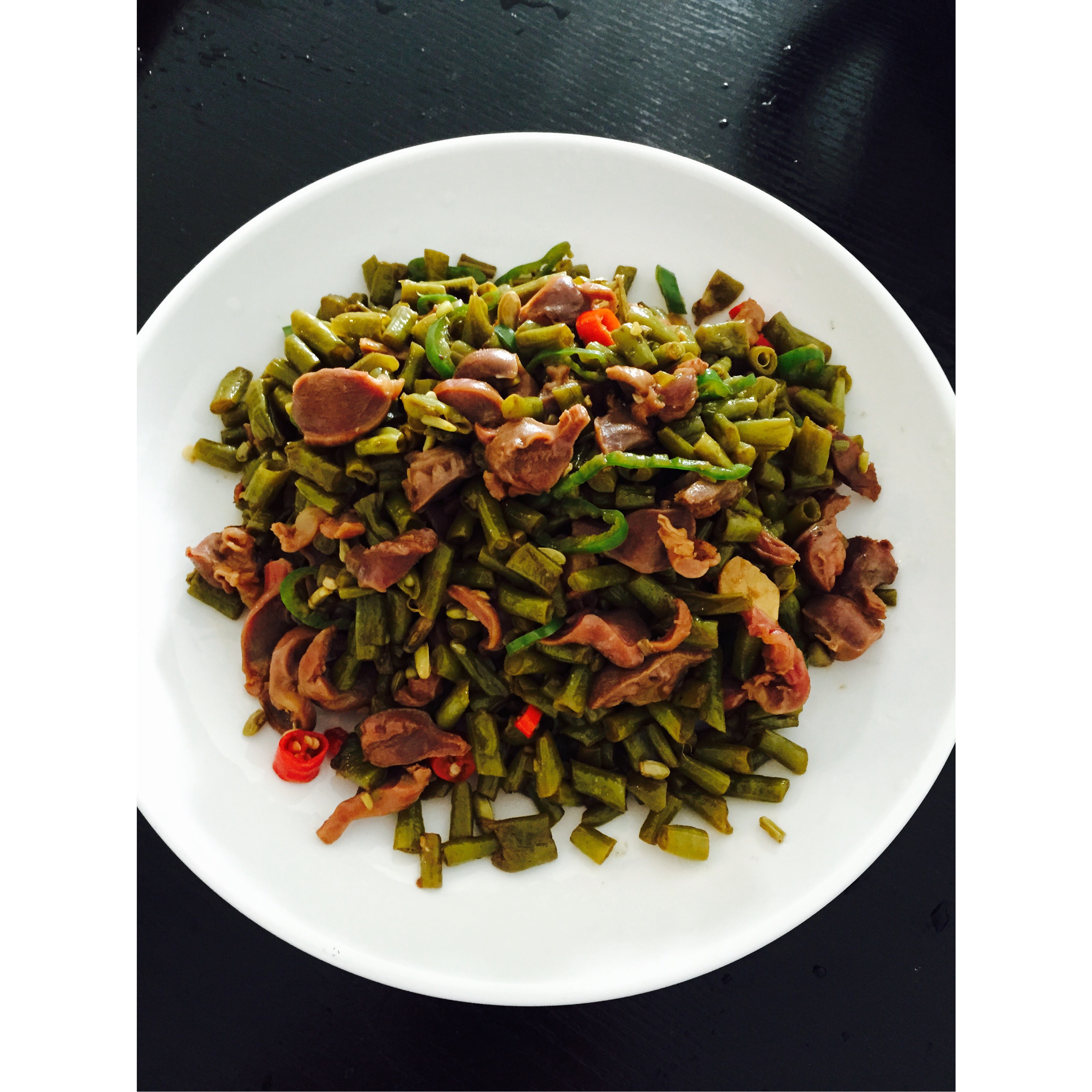 酸豆角炒鸡胗