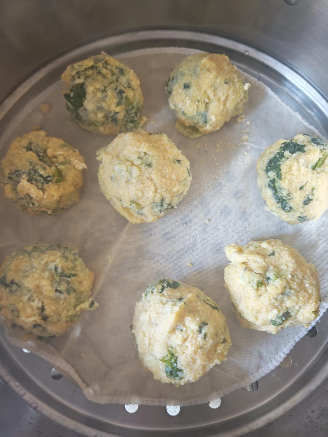 减肥菜团子懒人版素菜玉米面饽饽不用和面的主食