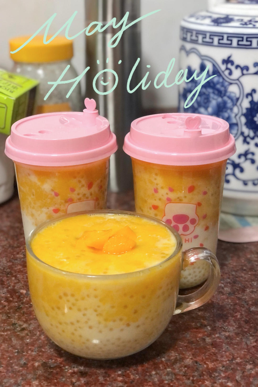 港式甜品——杨枝甘露(芒果西米露)附芒果花切法
