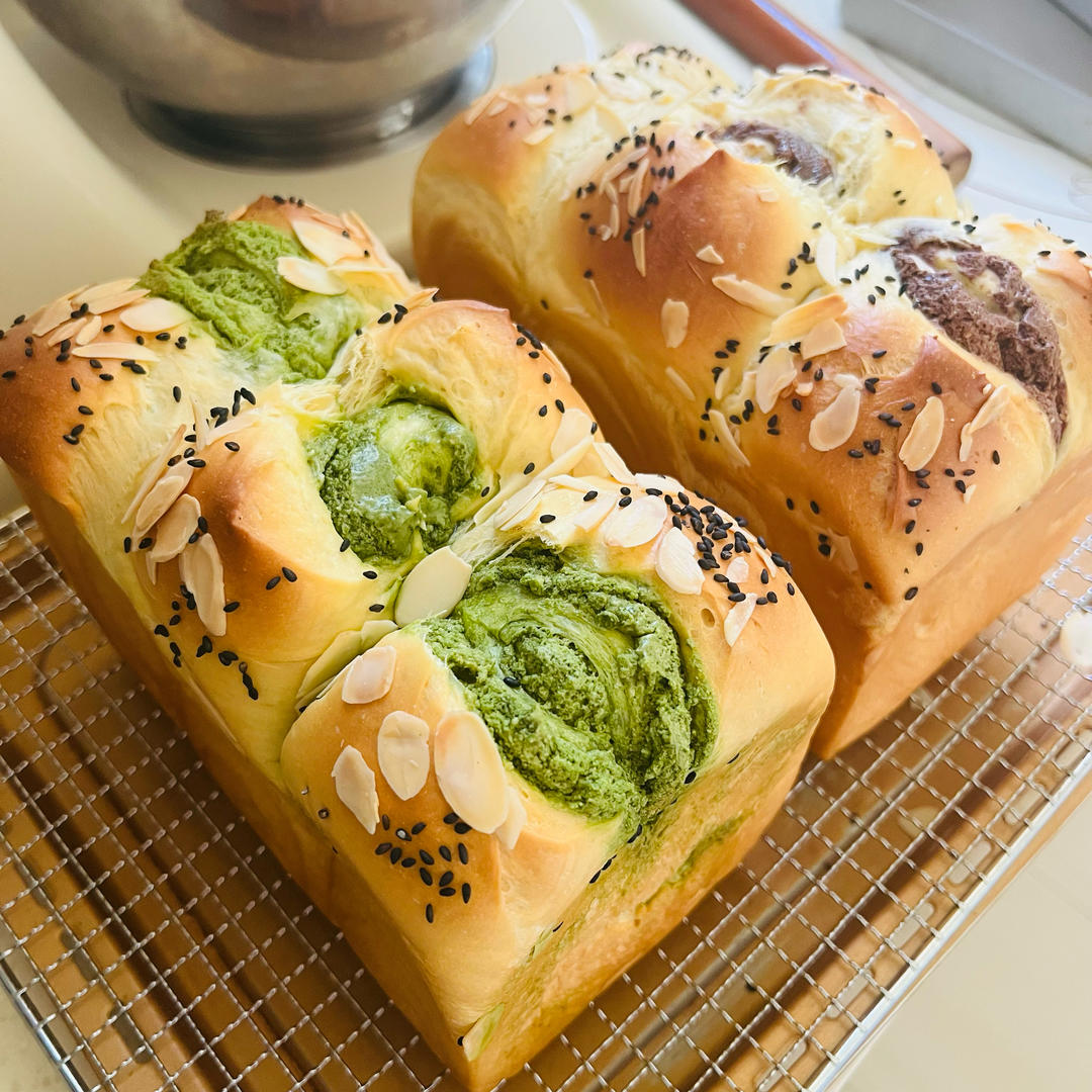 【奶酥吐司】｜抹茶+可可两种口味｜简单快手版