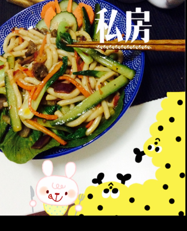 黑椒猪肉炒乌冬面