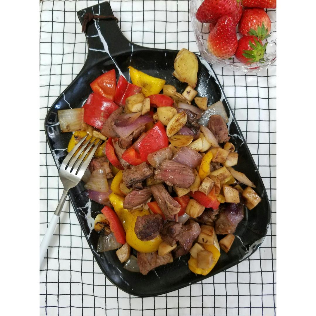 黑胡椒杏鲍菇牛肉粒