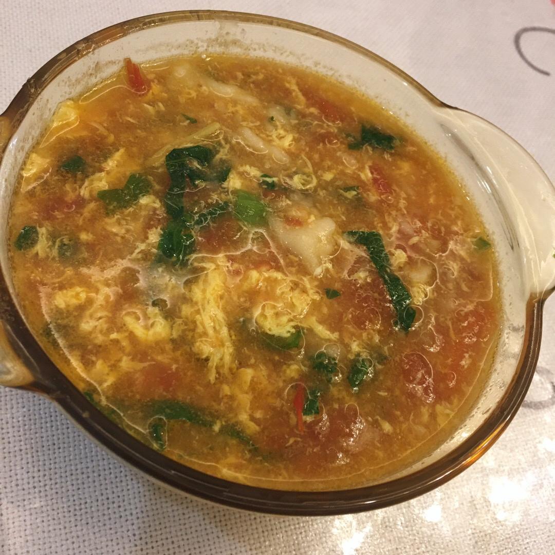 小白菜西红柿蛋花疙瘩汤