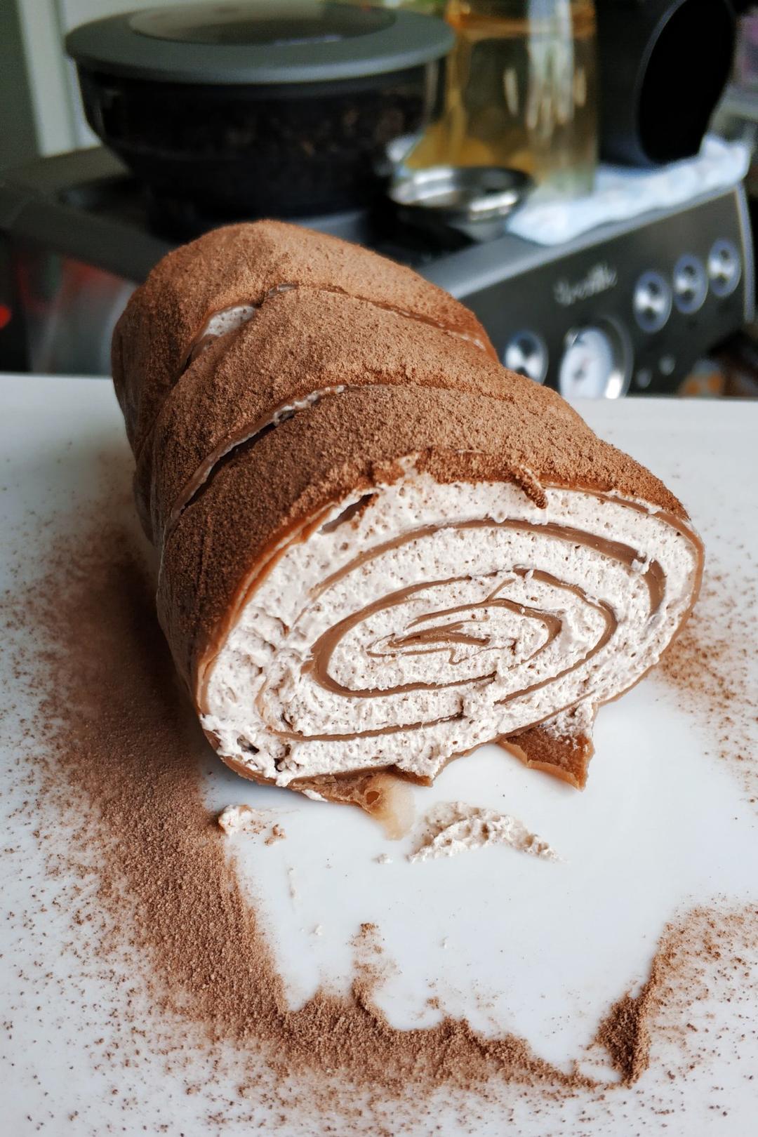 鬼度娘做的千层毛巾卷,原味,抹茶,巧克力三种口味