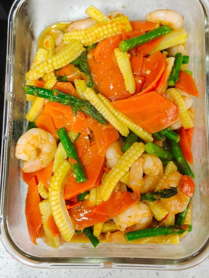 双笋三色炒虾仁【适合新手】