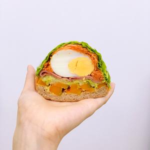 （我的减脂早餐26💕）只需一片吐司的『沼三明治』南瓜鸡蛋卷心菜的做法 步骤12