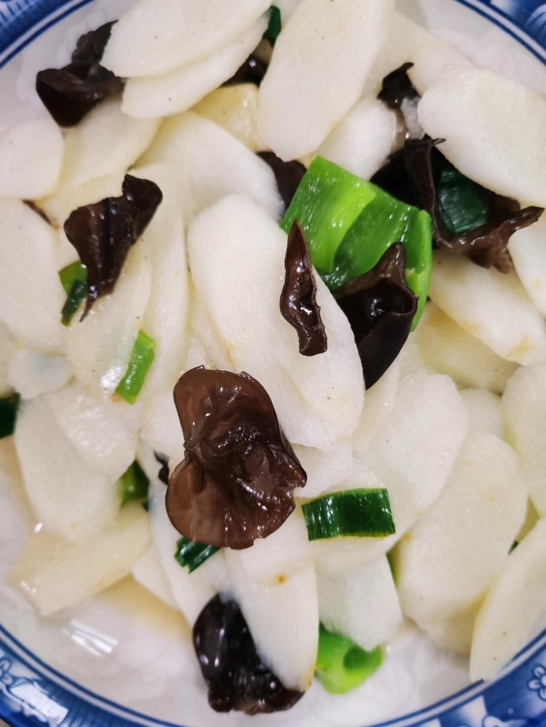 养生菜，山药炒木耳