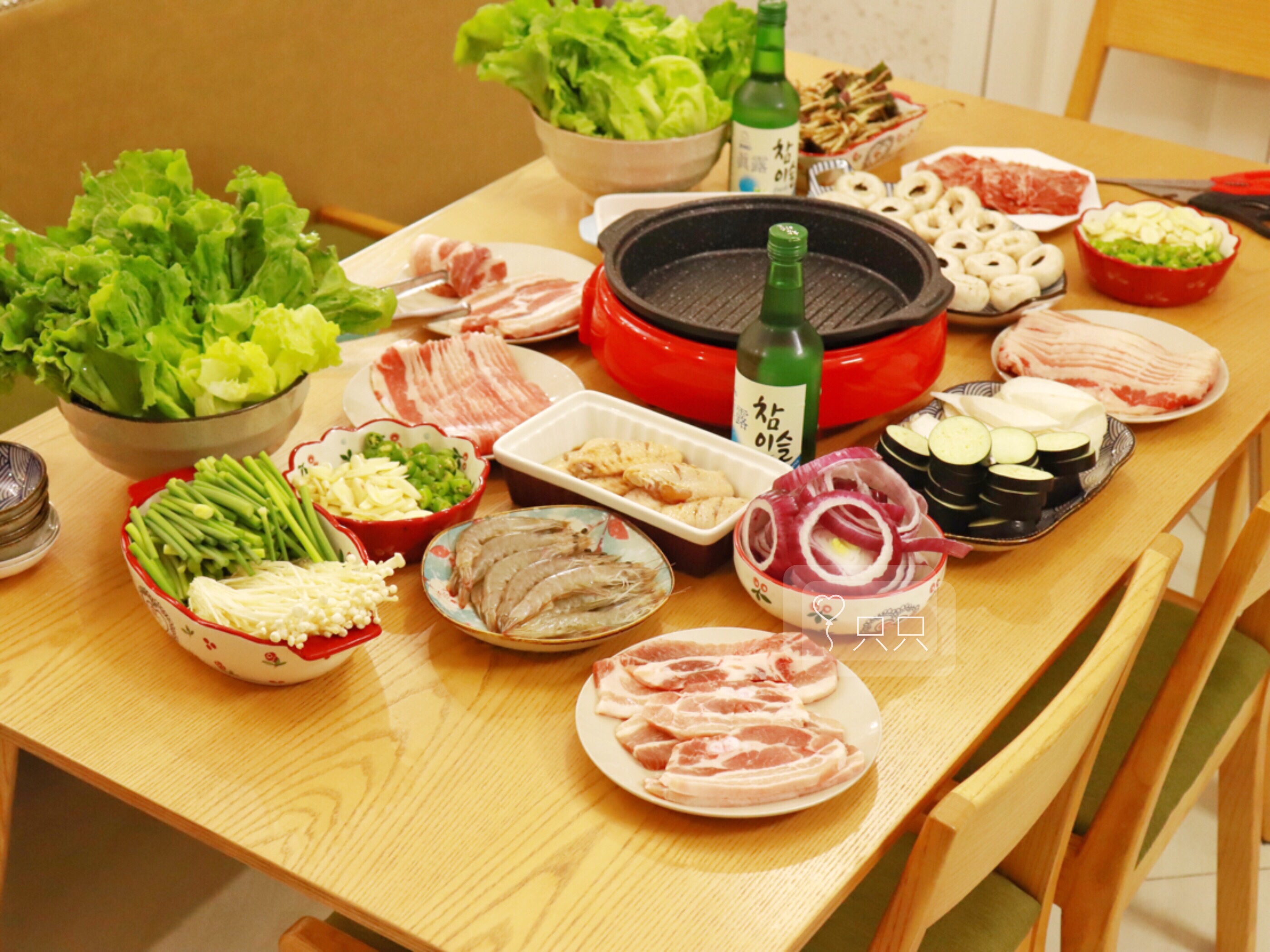 在家吃韩国烤肉