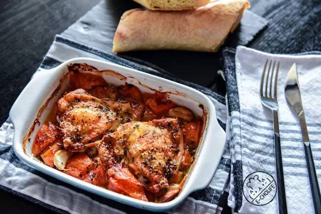 番茄蒜香慢炖脆皮烤鸡腿的做法
