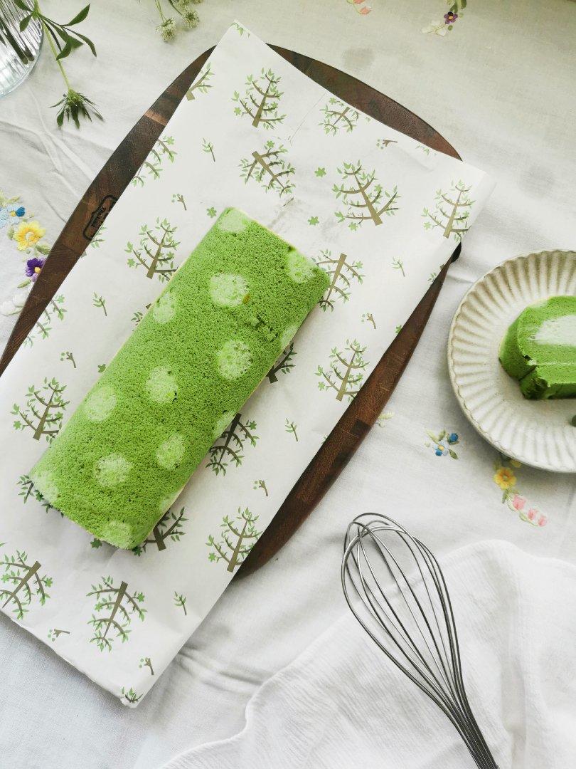 抹茶波点（条纹）蛋糕卷