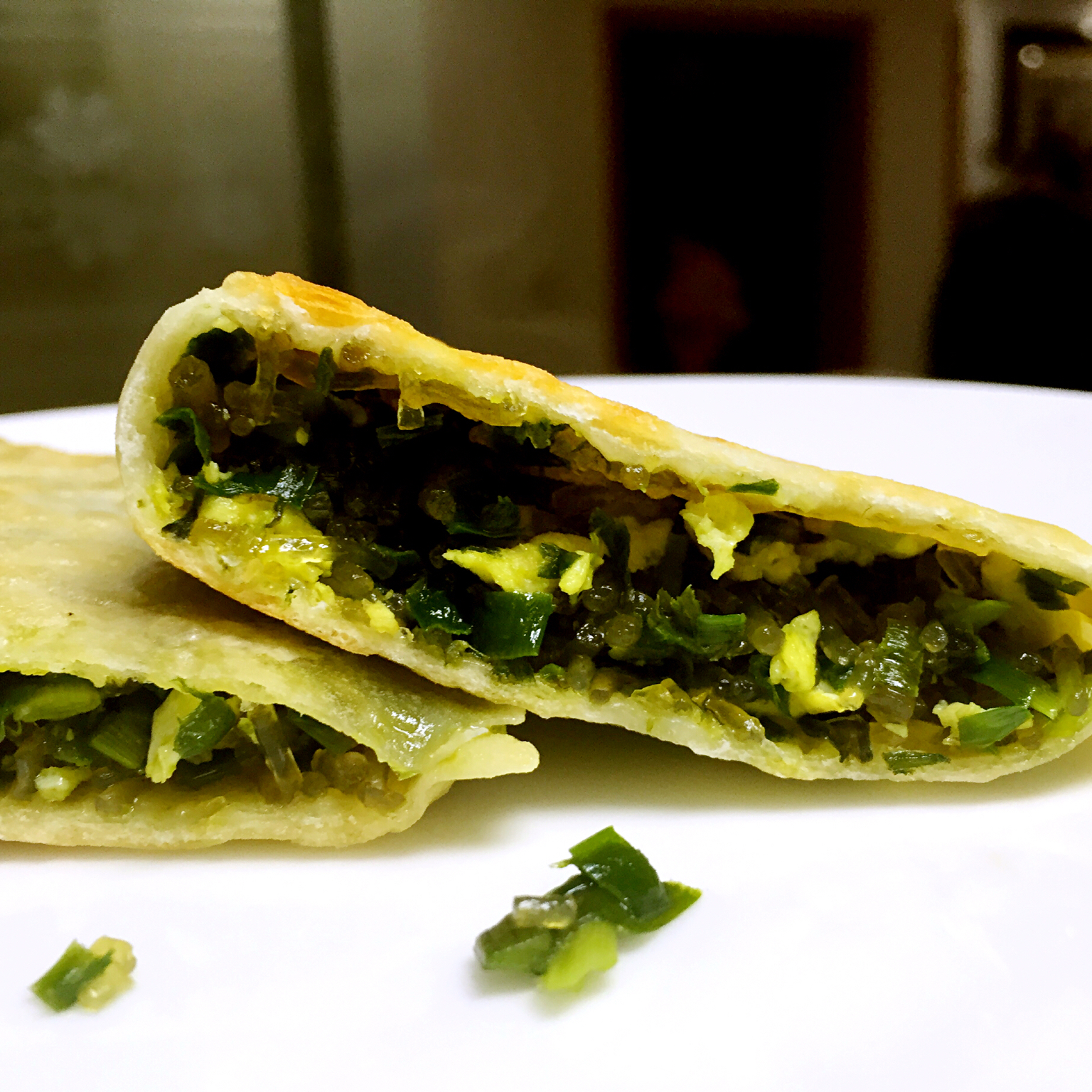 qiangliyanpi做的韭菜盒子chineseleekandeggpasty