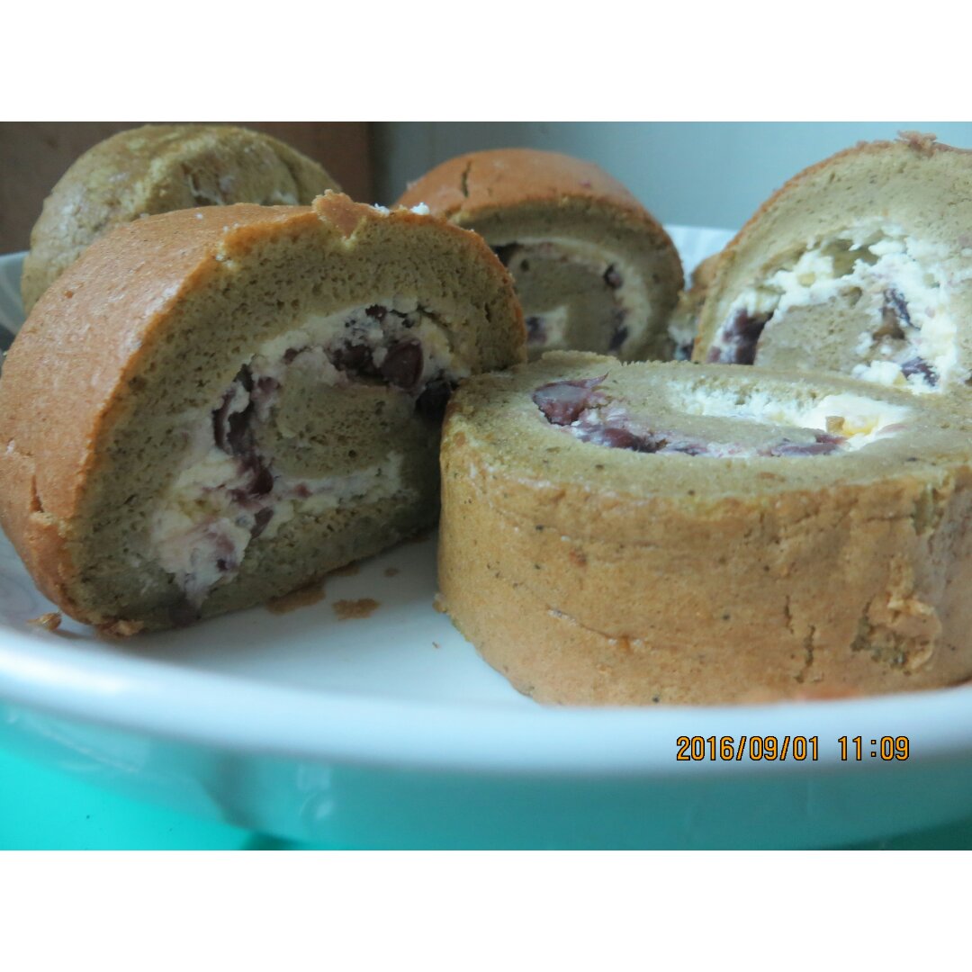 抹茶红豆蛋糕卷