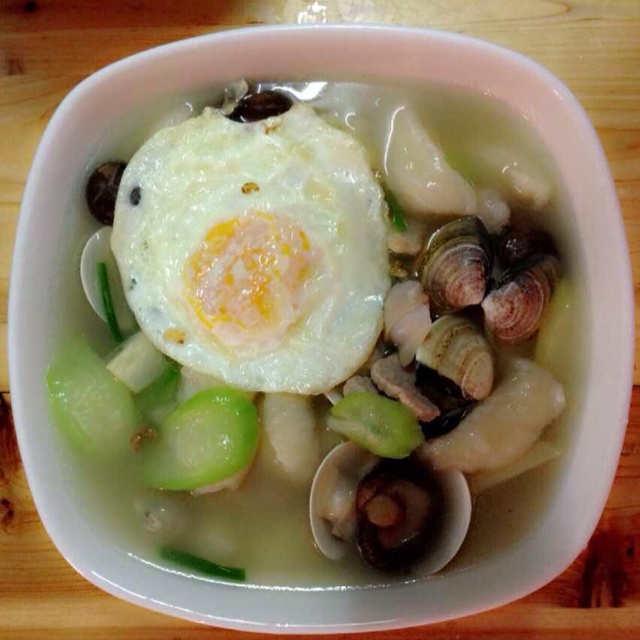 愿得旖人心做的疙瘩面(临海麦虾)