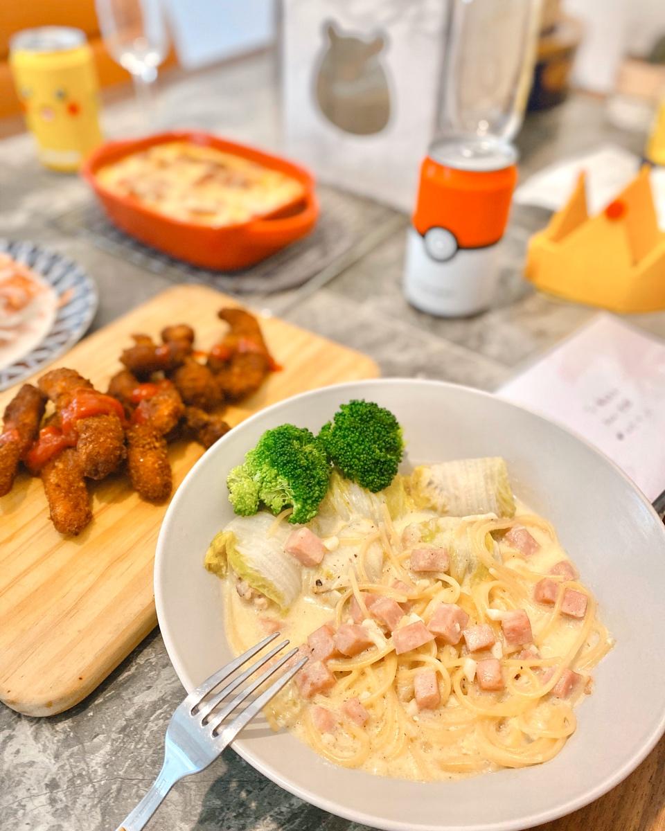 白蘑菇奶油培根意面