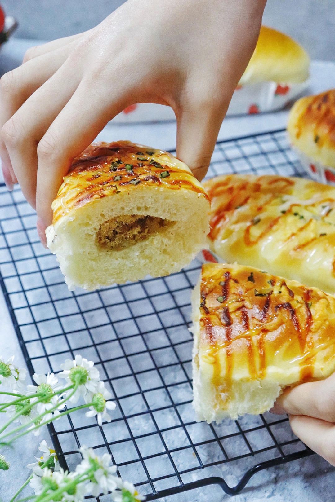 芝士沙拉肉松面包（波兰种）