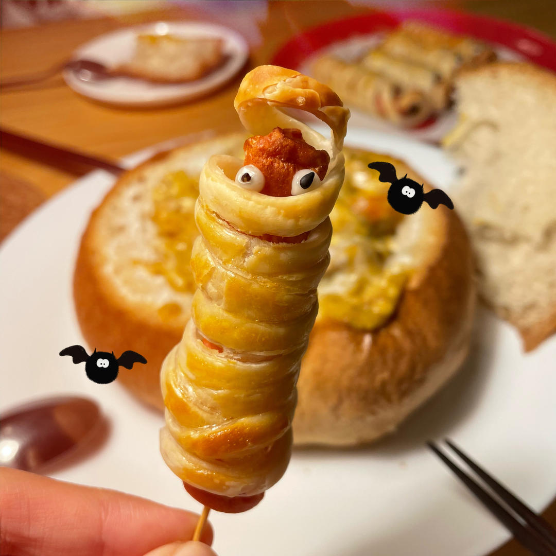 巨简单的万圣节搞怪美食，木乃伊香肠酥，图文详解保证一次成功