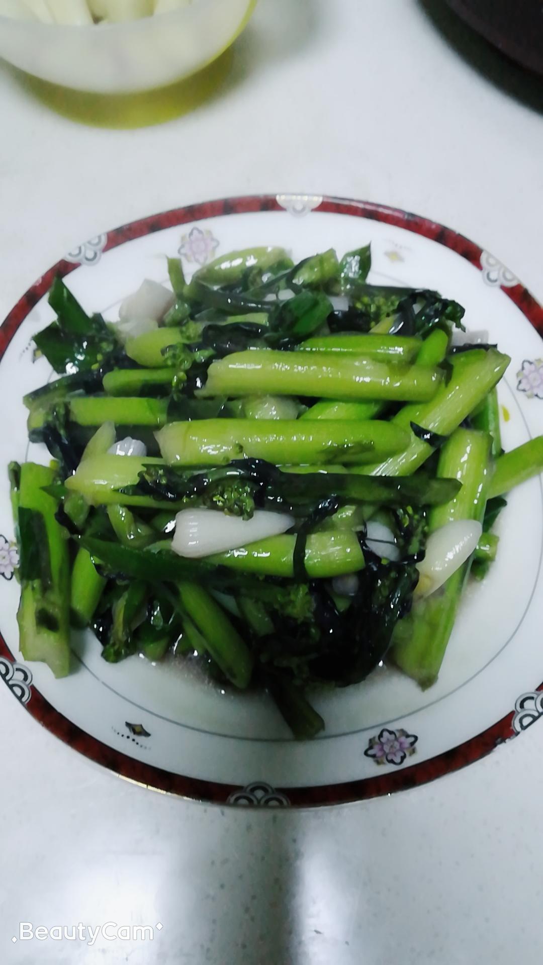 蒜苗炒紫菜苔的做法