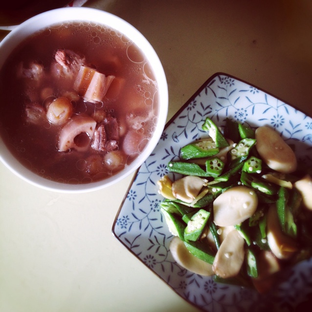 清炒秋葵杏鲍菇