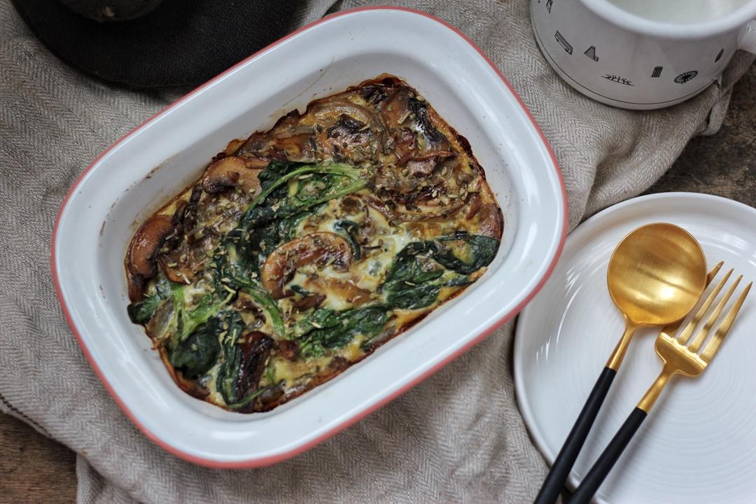 蘑菇菠菜奶酪早餐蛋饼丨健康·烘焙