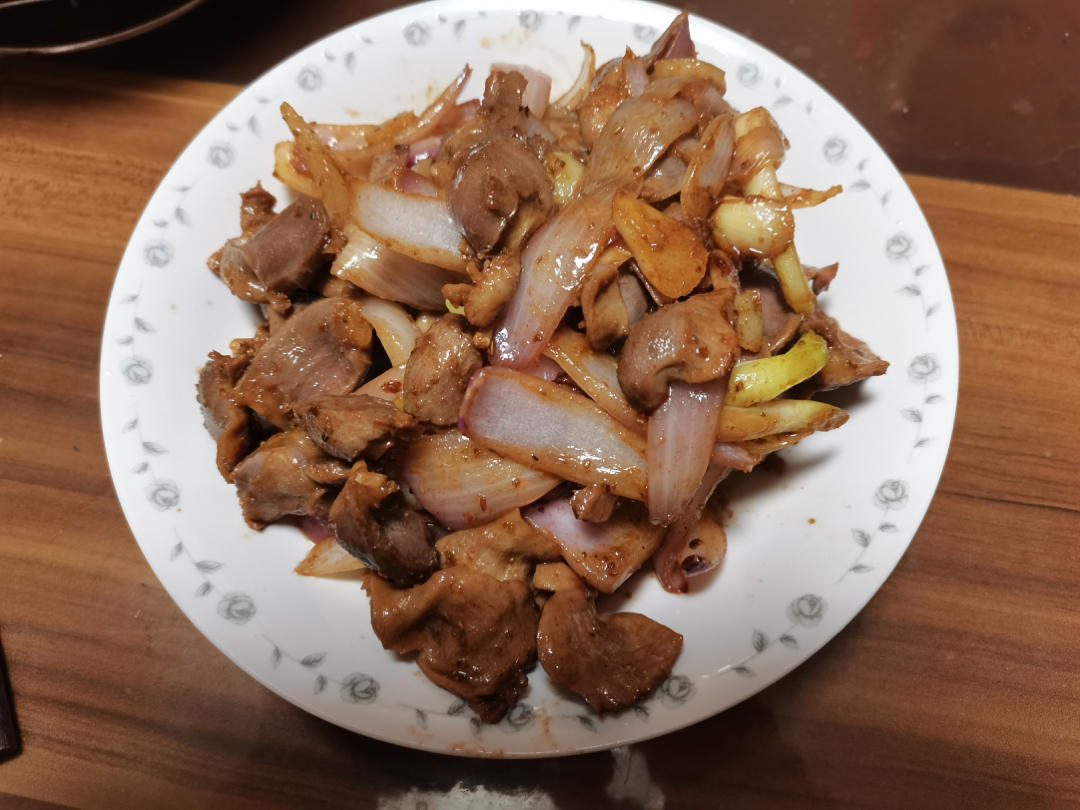 孜然洋葱炒鸡胗